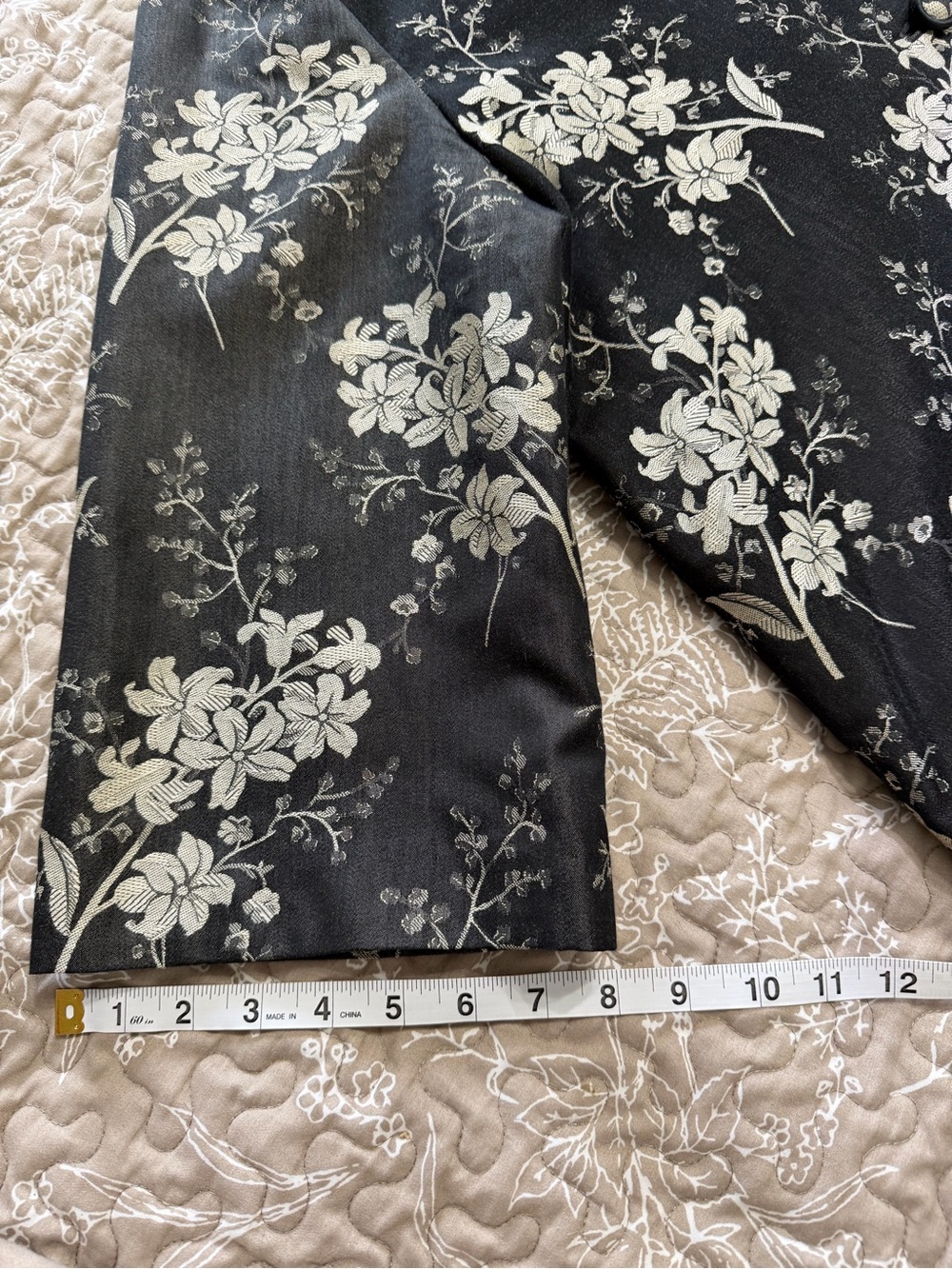 Womens XL Black Floral Silk Blend Swing Jacket - Picture 10 of 10